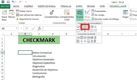 como poner check en excel|Palomita símbolo , visto o Checkmark en Excel